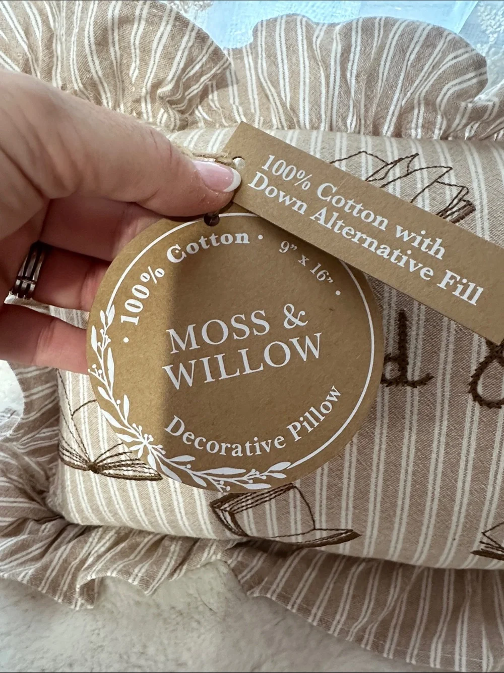 Moss & Willow “booked & busy!” Embroidered pillow decor